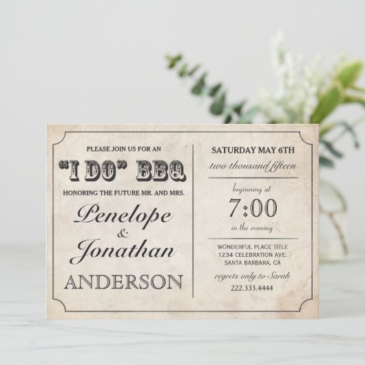 私はBBQヴィンテージ素朴ウェディング招待状 招待状 (スタンド正面)