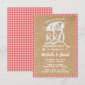 私はBBQ婚約パーティレッ素朴ドプレイド 招待状 (正面/裏面)
