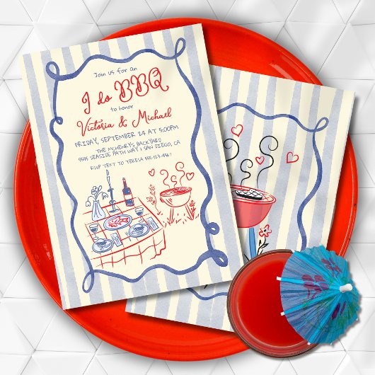 私はBBQ婚約リハーサルのディナーハンドドロー 招待状