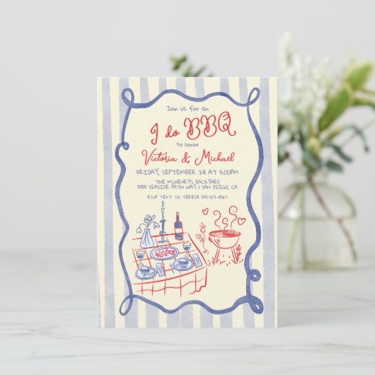 私はBBQ婚約リハーサルのディナーハンドドロー 招待状 (スタンド正面)
