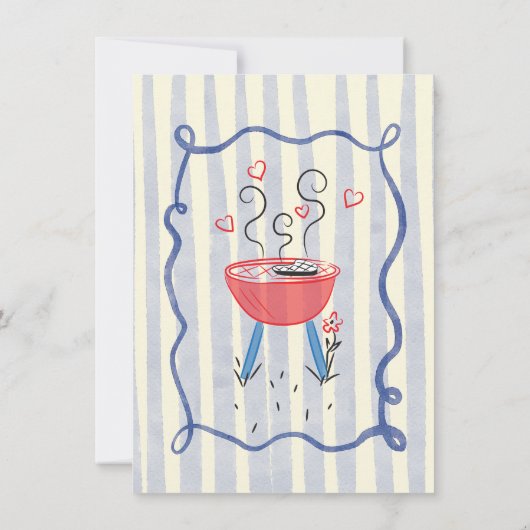 私はBBQ婚約リハーサルのディナーハンドドロー 招待状 (裏面)