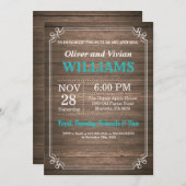 私はBBQ招待状素朴ティール(緑がかった色)結婚の従事 招待状 (正面/裏面)