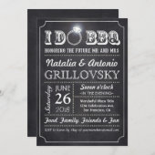 私はBBQ招待状 |シャルボード&ダイヤモンドリングや輪 招待状 (正面/裏面)