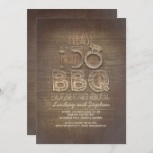 私はBBQ木製の婚約パーティ招待をする 招待状 (正面/裏面)