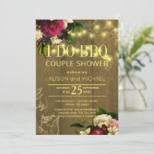 私はbbq金ゴールド照明バーンウッドフローラカップルのシャワーをする 招待状 (スタンド正面)