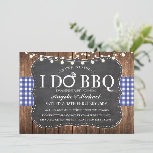 私はBBQ青い海軍カップルのブライダル・シャワーの招待をします 招待状 (スタンド正面)