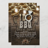 私はBBQ Mason Jars & Lights素朴カップルのシャワーをする 招待状 (正面/裏面)
