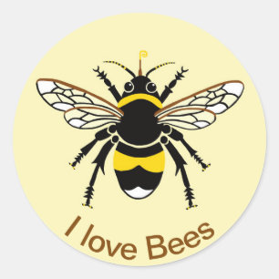 私はBEESを愛する – 野生生物 – 自然 – 黄色 ラウンドシール
