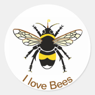 私はBEES大好き – 黄色と黒 – 自然 – 野生生物 ラウンドシール