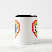 私はBethを愛します: 虹のハート ツートーンマグカップ (中央)
