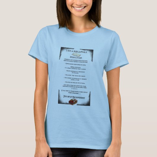 私はBibliophileです Tシャツ (正面)