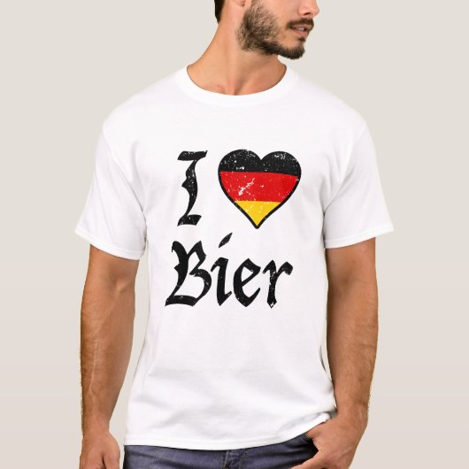 私はBierおもしろいなドイツビールオクトーバーフェストのワイシャツを愛します Tシャツ (正面)
