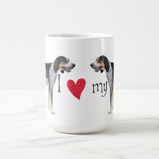 私はBluetickの私のCoonhoundを愛します コーヒーマグカップ (中央)