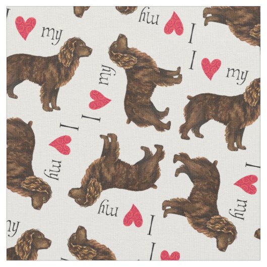 私はBoykinの私のスパニエル犬を愛します ファブリック (クローズアップ)