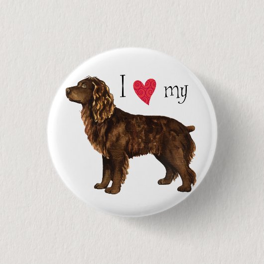 私はBoykinの私のスパニエル犬を愛します 缶バッジ (正面)