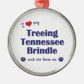 私はBrindle私のTreeingテネシー州を愛します(メス犬) メタルオーナメント (正面)