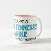 私はBrindle Treeingテネシー州を救助しました(メス犬) ツートーンマグカップ (正面右)