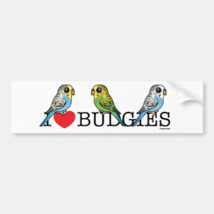 私はBudgiesを愛します バンパーステッカー