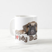 私はBullmastiffの私のマグを愛します コーヒーマグカップ (正面左)