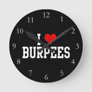 私はBurpeesのフィットネスを愛します ラウンド壁時計