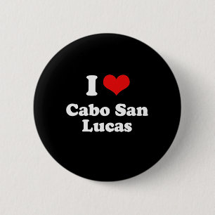 私はCabo San LucasのTシャツの白のTシャツを愛します 缶バッジ