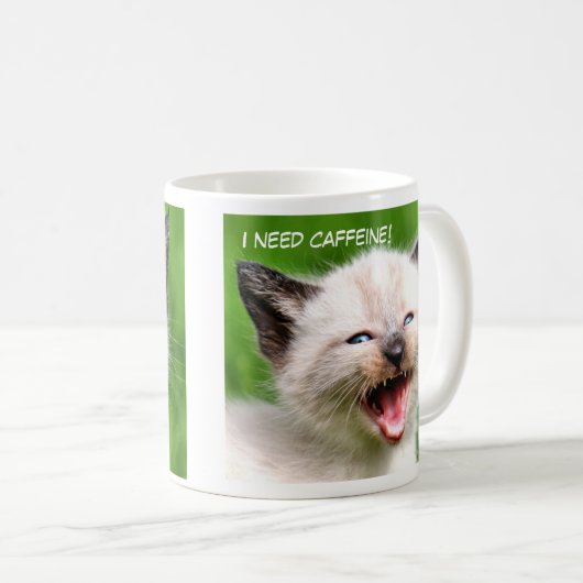 私はCAFFINEのおもしろいなシャムの恐い子ネコを必要とします コーヒーマグカップ (正面右)