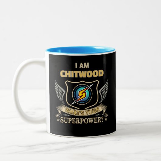 私はCHITWOOD あなたの超能力は何ですか ツートーンマグカップ (左)