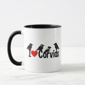 私はCorvidsを愛します マグカップ (左)
