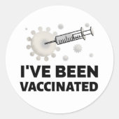 私はCovidブラックタイポグラフィの予防接種を受けた ラウンドシール (正面)