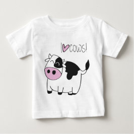 私はcowsI愛牛-かわいくおもしろいな漫画牛--を愛します ベビーTシャツ