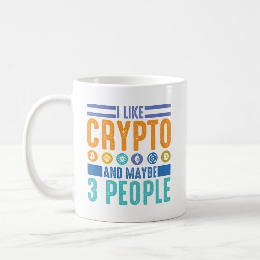 私はCryptoと多分3人、暗号愛好家が好き コーヒーマグカップ (左)