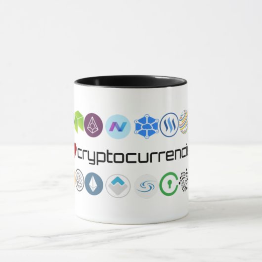 私はcryptocurrenciesのマグを愛します マグカップ (中央)
