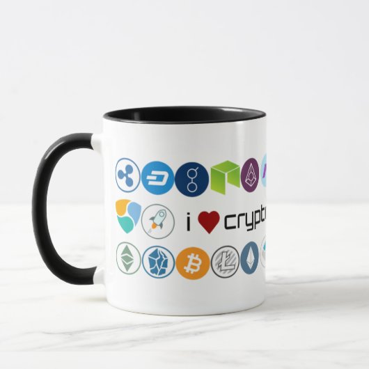 私はcryptocurrenciesのマグを愛します マグカップ (左)