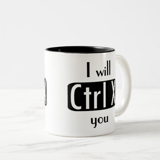 私はCtrl Xおもしろいなコンピュータギーク切ります ツートーンマグカップ (正面右)