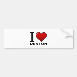 私はDENTON、TX -テキサス州--を愛します バンパーステッカー