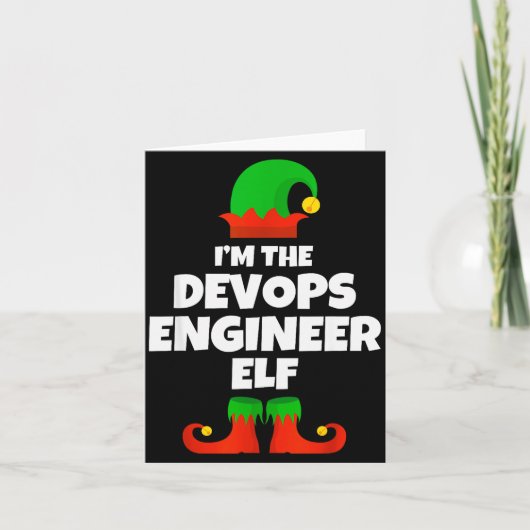 私はDevopsエンジニアのエルフ家族パジャマクリスマス カード (正面)