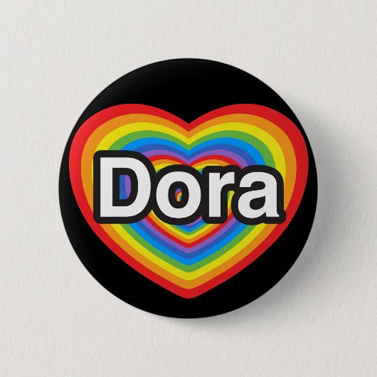 私はDoraを愛します。 私はDora愛します。 ハート 缶バッジ (正面)