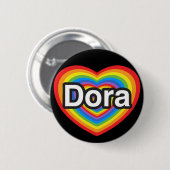 私はDoraを愛します。 私はDora愛します。 ハート 缶バッジ (正面&裏面)
