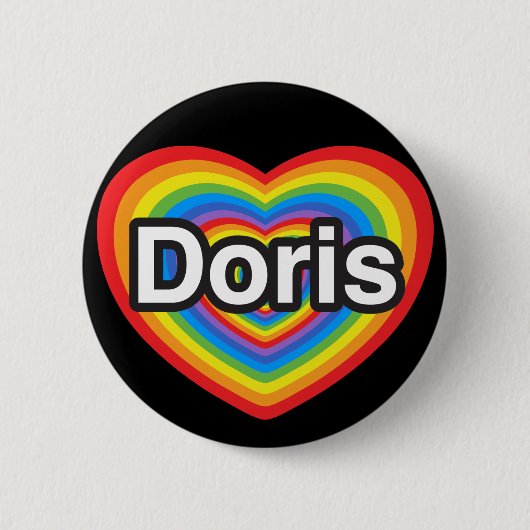 私はDorisを愛します。 私はDoris愛します。 ハート 缶バッジ (正面)
