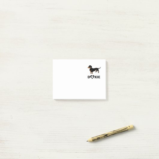 私はDoxiesを-かわいい黒およびタンのダックスフント愛します ポストイット (デスク上)