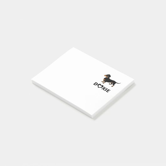 私はDoxiesを-かわいい黒およびタンのダックスフント愛します ポストイット (アングル)