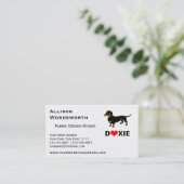 私はDoxiesを-黒およびタンのダックスフント愛します 名刺 (スタンド正面)