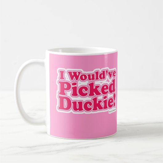 私はDuckieを選ぼう! コーヒーマグカップ (左)