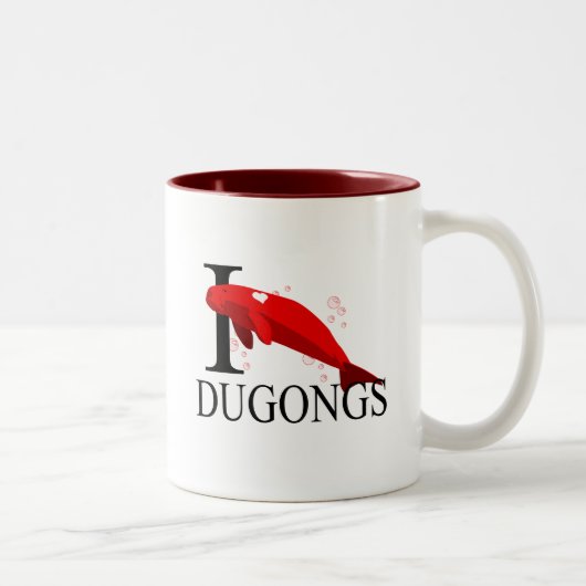 私はDugongsのマグを愛します ツートーンマグカップ (右)