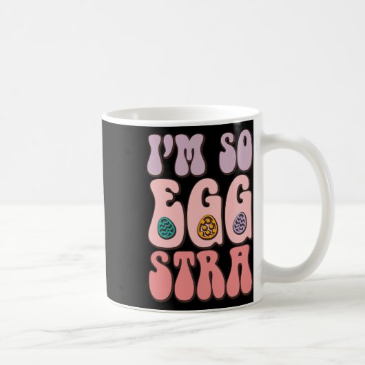 私はEgg-straかわいいバニー卵の狩りレトロGroovy E コーヒーマグカップ (右)