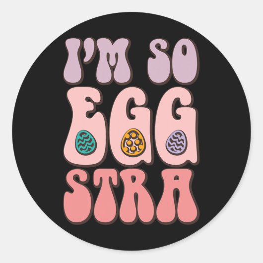 私はEgg-straかわいいバニー卵の狩りレトロGroovy E ラウンドシール (正面)