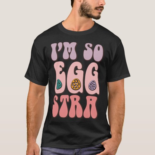 私はEgg-straかわいいバニー卵の狩りレトロGroovy E Tシャツ (正面)