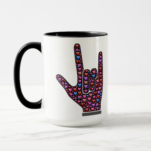 私はemojiのハートで満ちている手のシンボルや象徴愛します マグカップ (左)