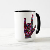 私はemojiのハートで満ちている手のシンボルや象徴愛します マグカップ (正面右)