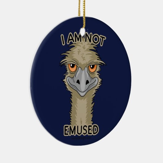 私はEmusedのおもしろいなエミューのしゃれではないです セラミックオーナメント (右)